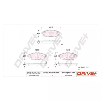 Jeu de 4 plaquettes de frein avant Dr!ve+ DP1010.10.0220