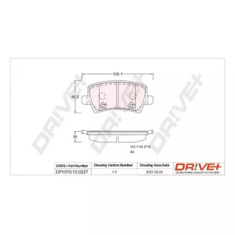 Jeu de 4 plaquettes de frein arrière Dr!ve+ DP1010.10.0227