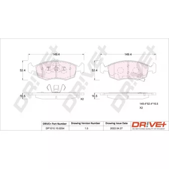 Jeu de 4 plaquettes de frein avant Dr!ve+