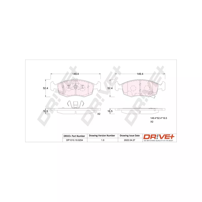 Jeu de 4 plaquettes de frein avant Dr!ve+ DP1010.10.0254