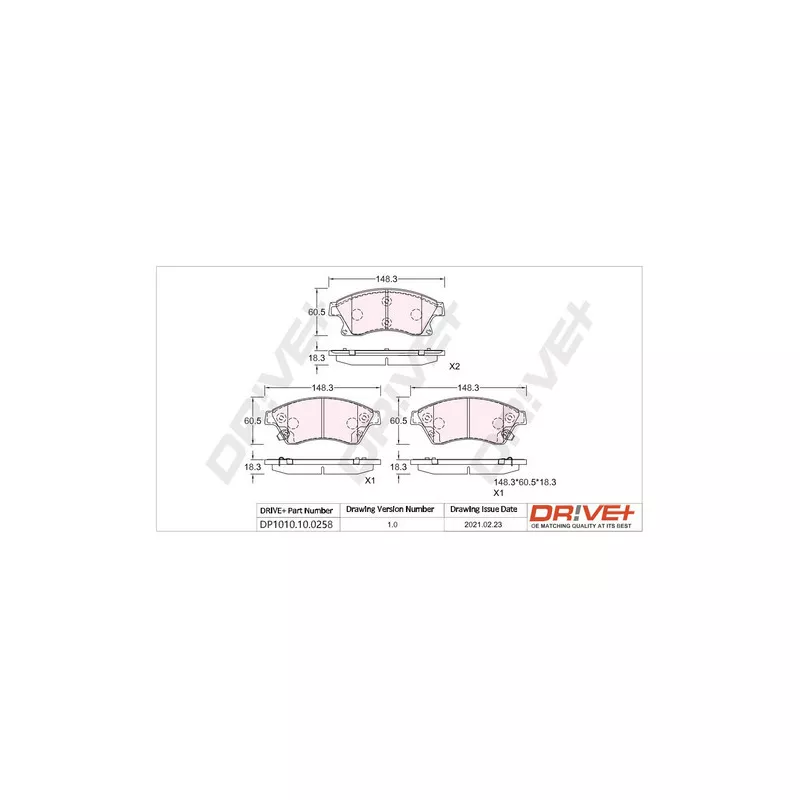 Jeu de 4 plaquettes de frein avant Dr!ve+ DP1010.10.0258