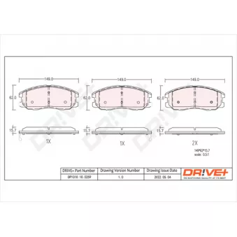 Jeu de 4 plaquettes de frein avant Dr!ve+ DP1010.10.0259