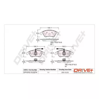Jeu de 4 plaquettes de frein avant Dr!ve+ DP1010.10.0274