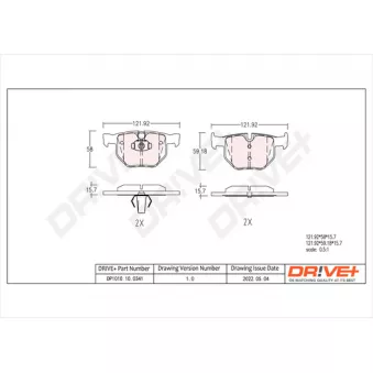 Jeu de 4 plaquettes de frein arrière Dr!ve+ DP1010.10.0341