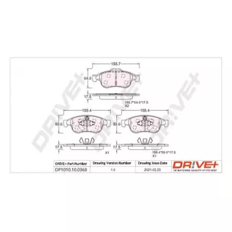 Jeu de 4 plaquettes de frein avant Dr!ve+ DP1010.10.0368