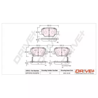 Jeu de 4 plaquettes de frein arrière Dr!ve+ DP1010.10.0376