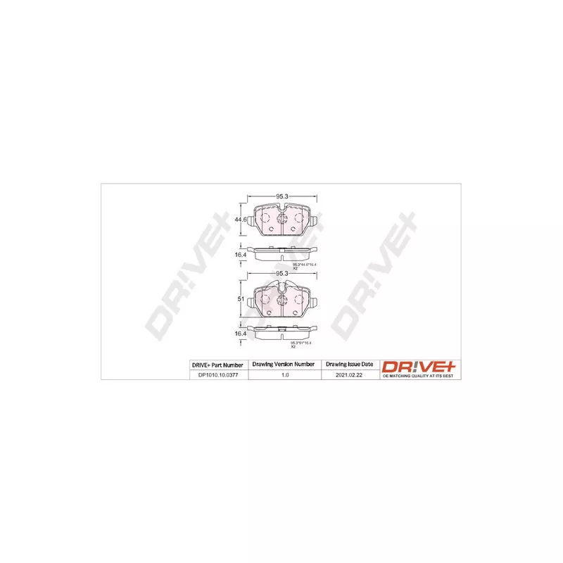 Jeu de 4 plaquettes de frein arrière Dr!ve+ DP1010.10.0377