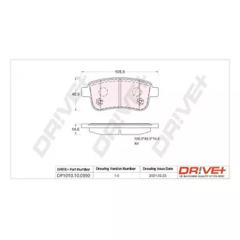 Jeu de 4 plaquettes de frein arrière Dr!ve+ DP1010.10.0390