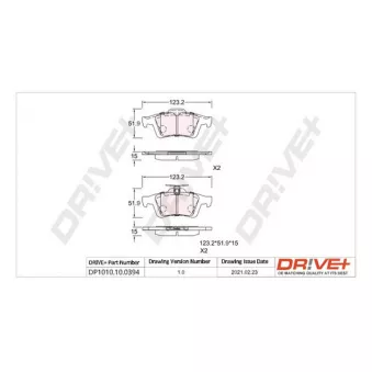 Jeu de 4 plaquettes de frein arrière Dr!ve+ DP1010.10.0394