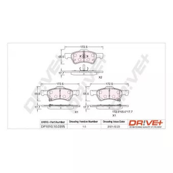 Jeu de 4 plaquettes de frein avant Dr!ve+ DP1010.10.0395