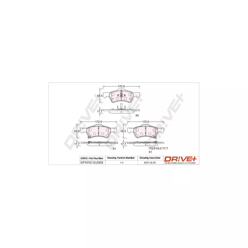 Jeu de 4 plaquettes de frein avant Dr!ve+ DP1010.10.0395
