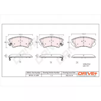 Jeu de 4 plaquettes de frein avant Dr!ve+ DP1010.10.0399