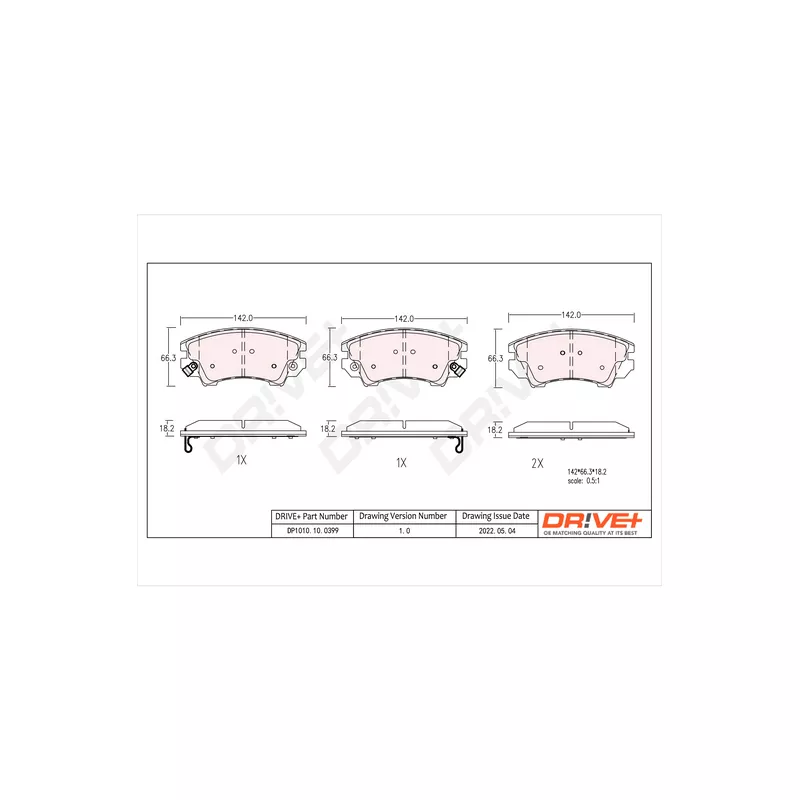 Jeu de 4 plaquettes de frein avant Dr!ve+ DP1010.10.0399