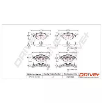 Jeu de 4 plaquettes de frein avant Dr!ve+ DP1010.10.0409