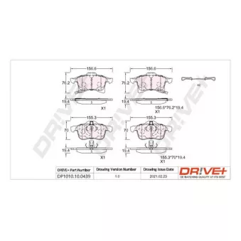 Jeu de 4 plaquettes de frein avant Dr!ve+ DP1010.10.0439