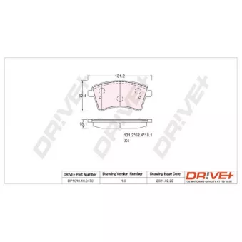 Jeu de 4 plaquettes de frein avant Dr!ve+ DP1010.10.0470