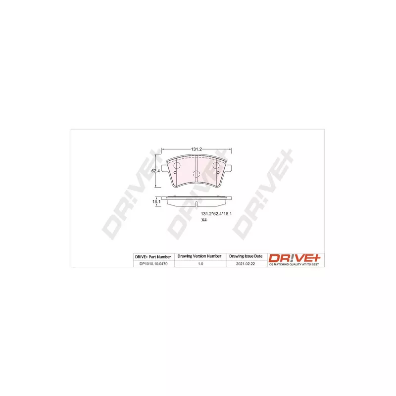 Jeu de 4 plaquettes de frein avant Dr!ve+ DP1010.10.0470