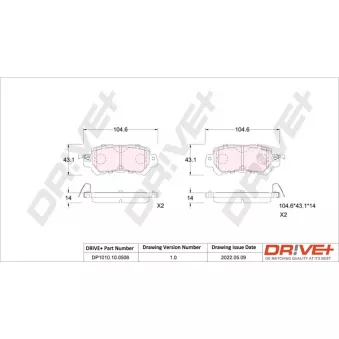 Jeu de 4 plaquettes de frein arrière Dr!ve+ DP1010.10.0508