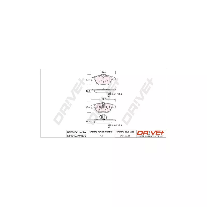 Jeu de 4 plaquettes de frein arrière Dr!ve+ DP1010.10.0532
