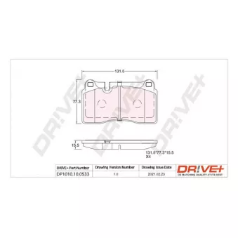 Jeu de 4 plaquettes de frein avant Dr!ve+ DP1010.10.0533