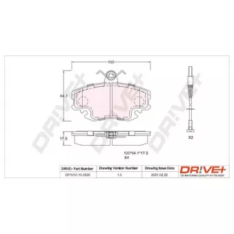 Jeu de 4 plaquettes de frein arrière Dr!ve+ DP1010.10.0539