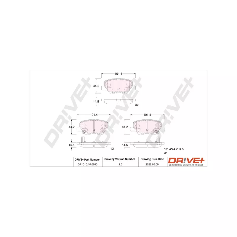 Jeu de 4 plaquettes de frein arrière Dr!ve+ DP1010.10.0680