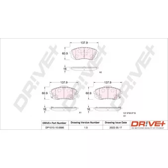 Jeu de 4 plaquettes de frein avant Dr!ve+ DP1010.10.0686