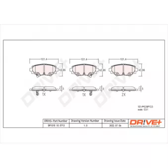 Jeu de 4 plaquettes de frein arrière Dr!ve+ DP1010.10.0713