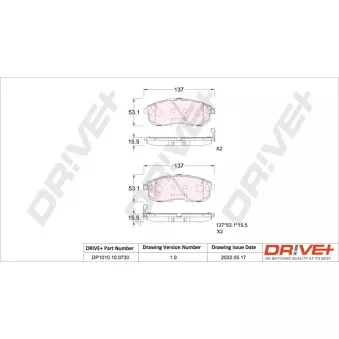Jeu de 4 plaquettes de frein avant Dr!ve+ DP1010.10.0730