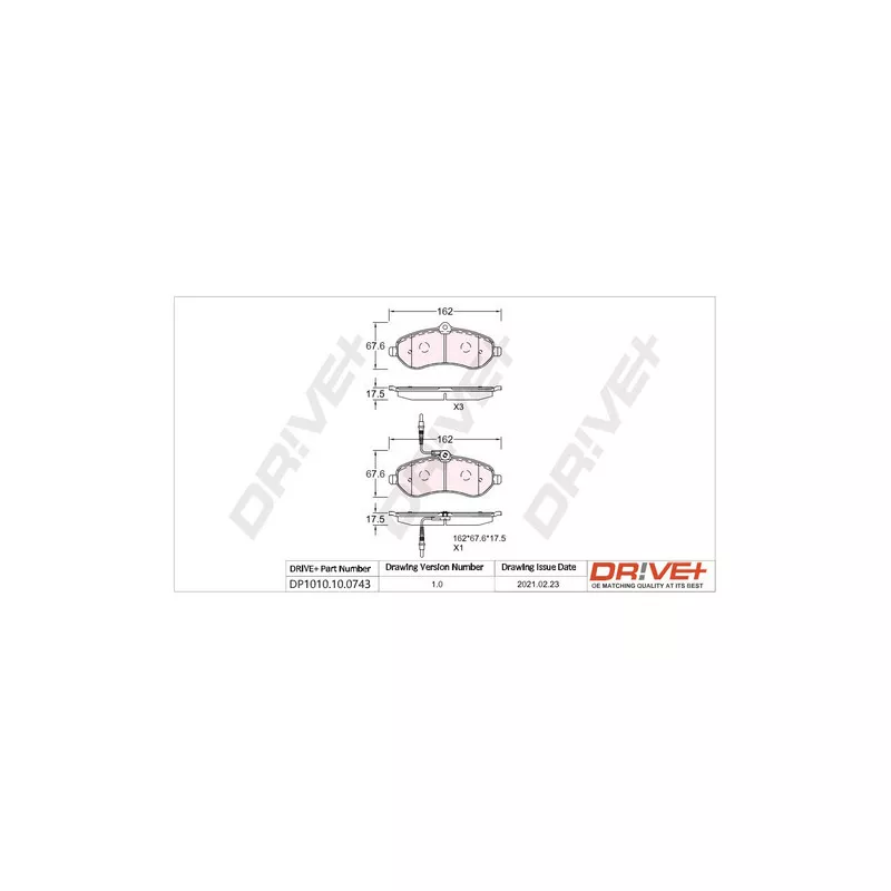 Jeu de 4 plaquettes de frein avant Dr!ve+ DP1010.10.0743