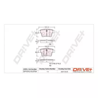 Jeu de 4 plaquettes de frein arrière Dr!ve+ DP1010.10.0754