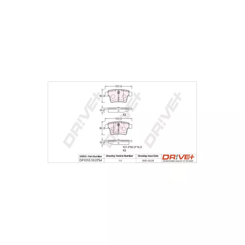 Jeu de 4 plaquettes de frein arrière Dr!ve+ DP1010.10.0754