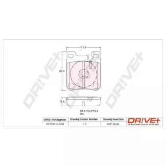 Jeu de 4 plaquettes de frein arrière Dr!ve+ DP1010.10.0755