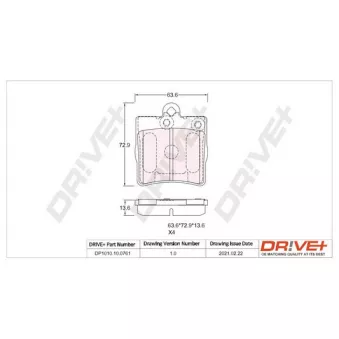 Jeu de 4 plaquettes de frein arrière Dr!ve+ DP1010.10.0761