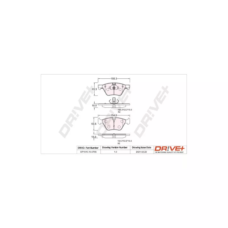 Jeu de 4 plaquettes de frein avant Dr!ve+ DP1010.10.0765