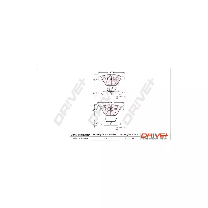 Jeu de 4 plaquettes de frein avant Dr!ve+ DP1010.10.0767