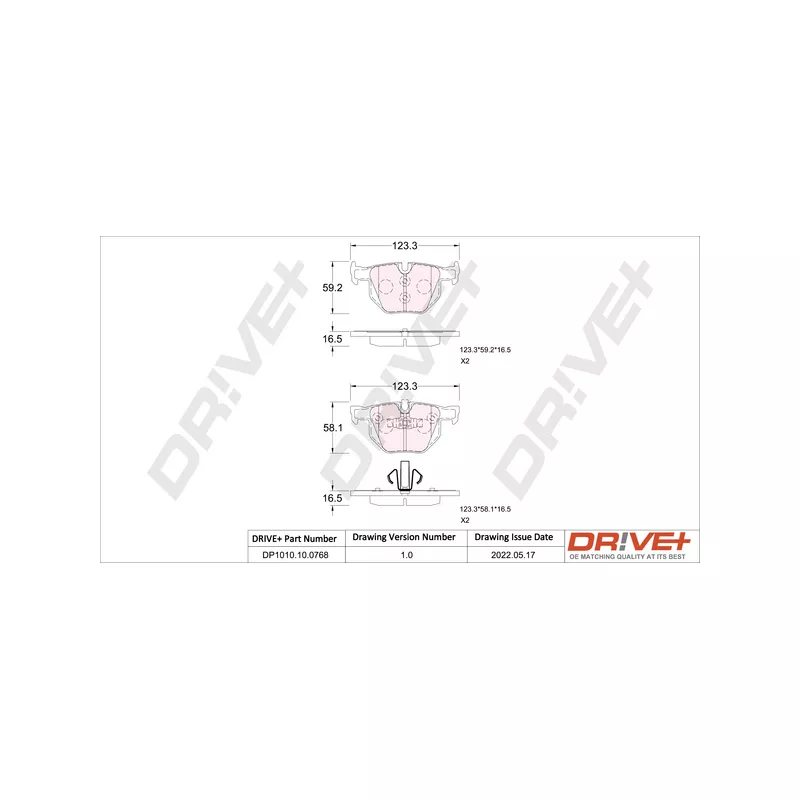 Jeu de 4 plaquettes de frein arrière Dr!ve+ DP1010.10.0768