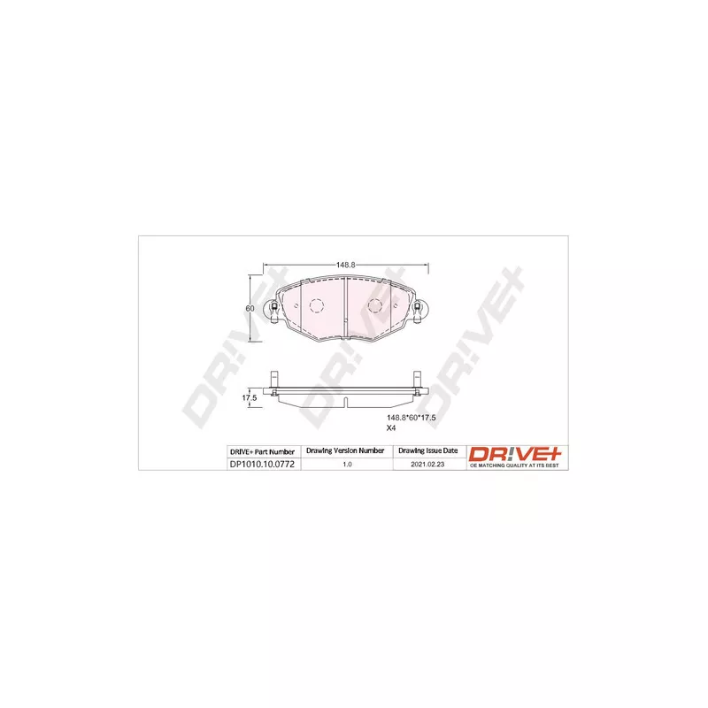 Jeu de 4 plaquettes de frein avant Dr!ve+ DP1010.10.0772
