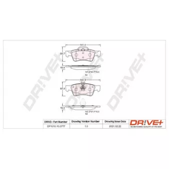 Jeu de 4 plaquettes de frein arrière Dr!ve+ DP1010.10.0777