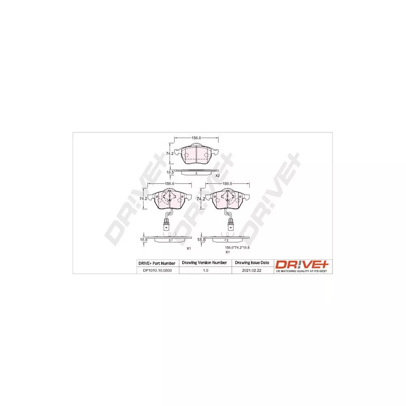 Jeu de 4 plaquettes de frein avant Dr!ve+ DP1010.10.0800