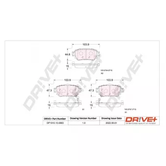 Jeu de 4 plaquettes de frein arrière Dr!ve+ DP1010.10.0803