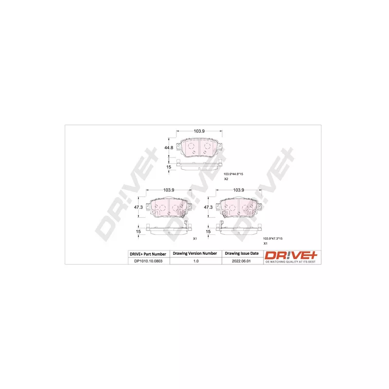 Jeu de 4 plaquettes de frein arrière Dr!ve+ DP1010.10.0803