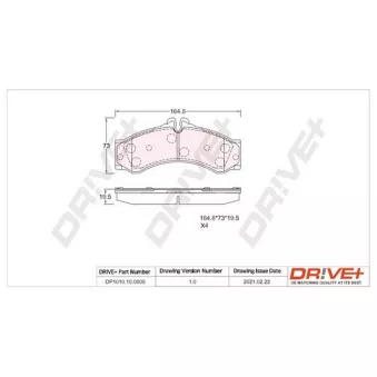 Jeu de 4 plaquettes de frein arrière Dr!ve+ DP1010.10.0808