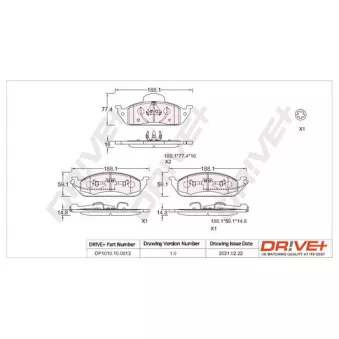 Jeu de 4 plaquettes de frein avant Dr!ve+ DP1010.10.0813
