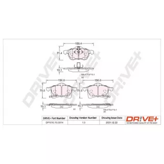 Jeu de 4 plaquettes de frein avant Dr!ve+ DP1010.10.0814