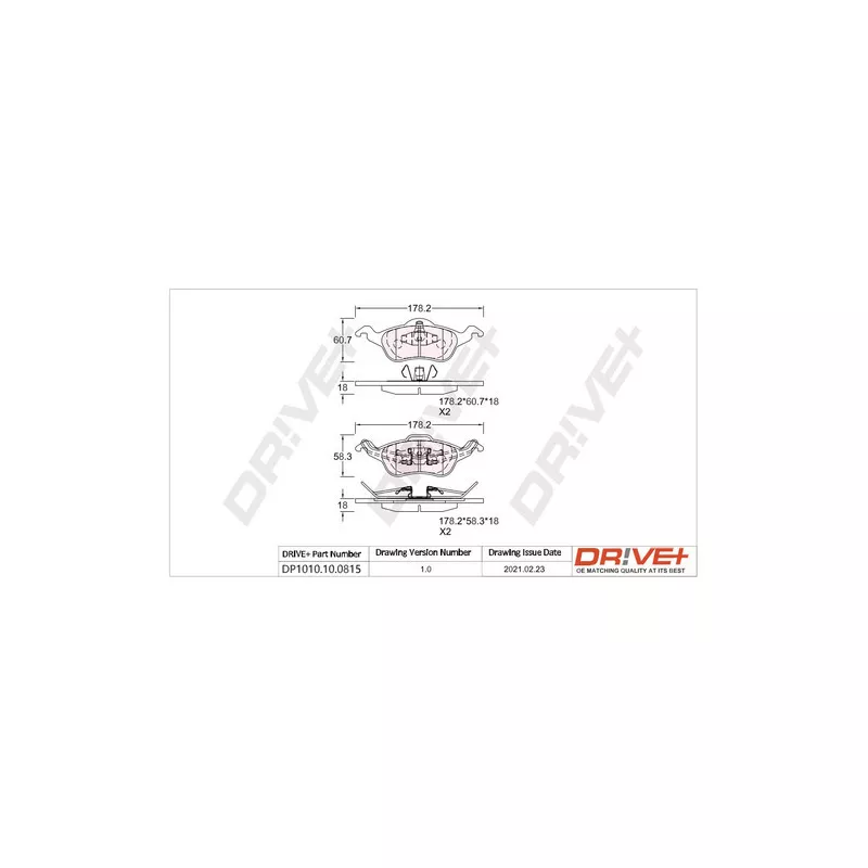 Jeu de 4 plaquettes de frein avant Dr!ve+ DP1010.10.0815