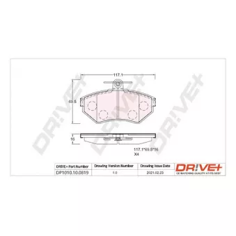 Jeu de 4 plaquettes de frein avant Dr!ve+ DP1010.10.0819