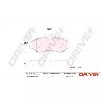 Jeu de 4 plaquettes de frein arrière Dr!ve+ DP1010.10.0823