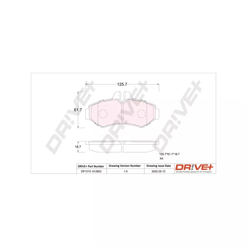 Jeu de 4 plaquettes de frein arrière Dr!ve+ DP1010.10.0823