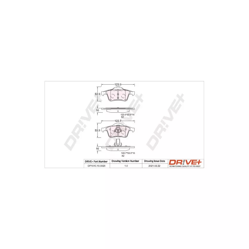 Jeu de 4 plaquettes de frein arrière Dr!ve+ DP1010.10.0828
